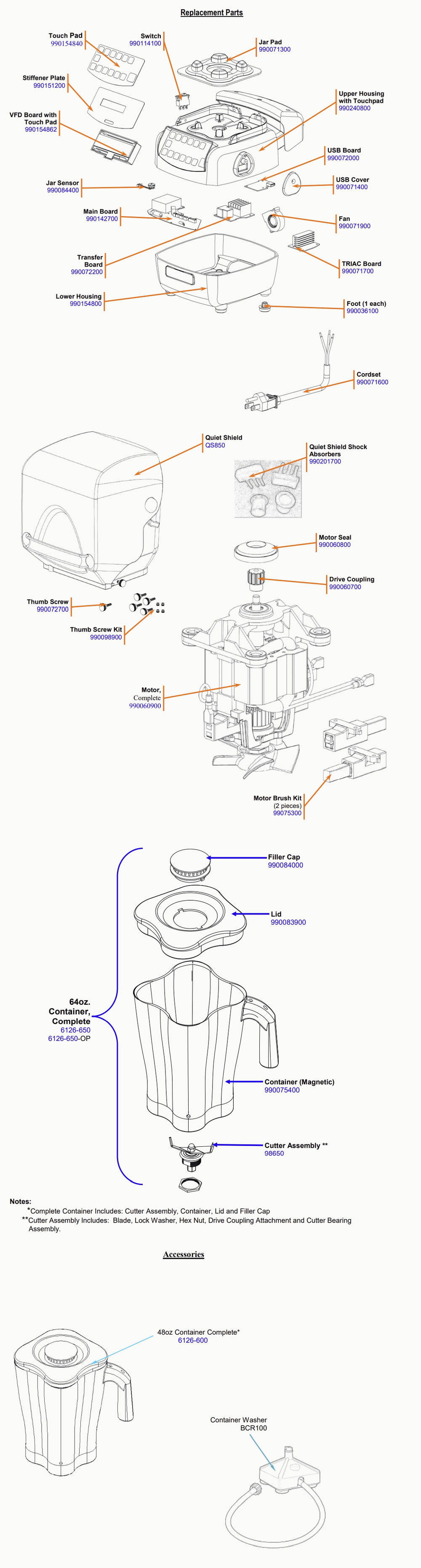 Diagram Diagram and Parts List for HBH850-L  Hamilton Beach Blender